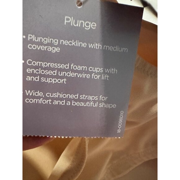 Catherine's Plunge Bra 50D Beige Compressed Foam Cups Underwire Wide Cushioned S - Picture 6 of 6